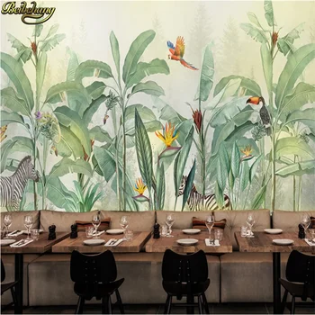 3d обои на заказ beibehang, нарисованные вручную, винтажные растения тропического леса и животные Юго-Восточной Азии, фоновая стена 6