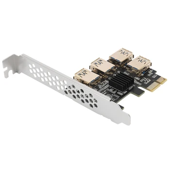 Новая плата Адаптера Pcie Riser с 4 портами PCI-E от 1X до 4 USB 3.0 PCI-E Rabbet GPU Riser Extender Ethereum ETH/Monero XMR/Zcash ZEC 16X 11