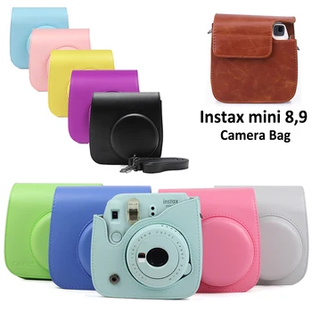 Для камеры Fujifilm Instax Mini 8 Mini 9 Цветная Сумка из Искусственной Кожи Instax Mini case с Плечевым Ремнем Прозрачная Хрустальная Крышка 19