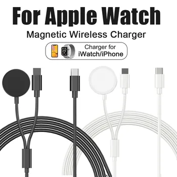 Магнитное Беспроводное Зарядное Устройство 2 в 1 Для Apple Watch Серии 8 7 6 SE 5 4 3 Сверхбыстрая Зарядная Станция Ultra 2 Для iPhone 14 13 12 ProMax 18