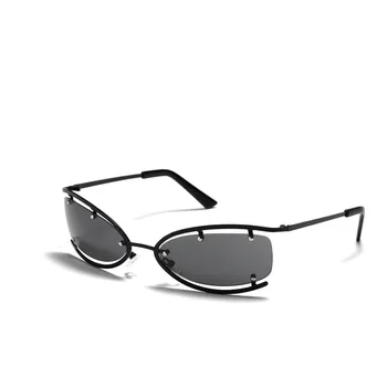 Новые персонализированные металлические солнцезащитные очки, Полукадровые очки для защиты глаз в стиле технологии Y2K, Мужские солнцезащитные очки для совместной фотосъемки