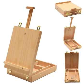 Деревянный Переносной ящик для рисования, мольберт для рисования, Ящик для хранения инструментов для рисования, Настольный масляный мольберт для художника 8