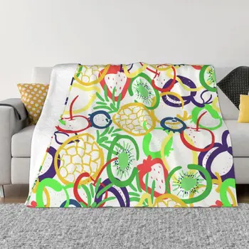 Одеяло в клетку с милым фруктовым рисунком Легкие дышащие всесезонные комфортные пледы для постельных принадлежностей в путешествиях 24