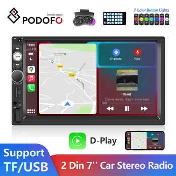 Podofo 2din 7-дюймовый Автомобильный Радиоприемник Для Универсального Автомобильного Мультимедийного Плеера D-Play с Bluetooth FM-Радио TF/USB Автомобильный Стереоплеер 12