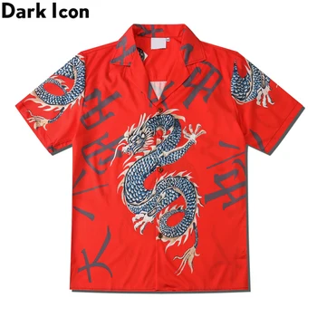 Темный значок Дракона с китайскими буквами, рубашка поло, мужские, женские Летние гавайские рубашки, мужская уличная одежда 1