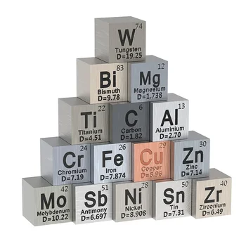 15 кубиков металлических элементов -Набор кубиков плотности для 1 коллекции периодической таблицы элементов - Кубик из чистого вольфрама (10 мм) прочный 13