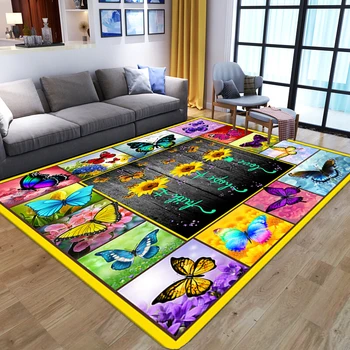3D Великолепный Цветок С рисунком Бабочки, Ковры для гостиной, Напольные Диванные коврики, Прикроватный коврик для большой спальни, Украшение современного дома 24