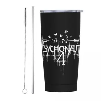 Стакан с логотипом Psychonaut 4, кофейные чашки в стиле рок-дэт-метал с вакуумной изоляцией, соломенная крышка, Офисная Домашняя кружка, непроливайка, 20 унций 13