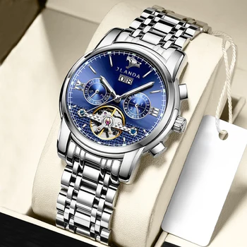 Повседневные мужские часы Лучший бренд класса Люкс Автоматические механические часы Мужские деловые водонепроницаемые наручные часы с турбийоном Reloj Hombres 5