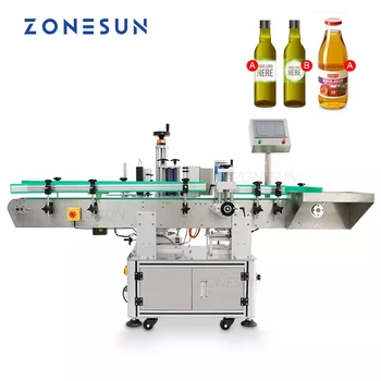 Автоматическая круглая этикетировочная машина ZONESUN, Устройство для наклеивания этикеток на бутылки с двойной стороной, аппликатор этикеток 14