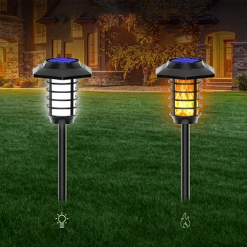 Динамическое моделирование солнечной лампы для газона, лампы с пламенем во внутреннем дворе, уличной светодиодной лампы для ландшафтного дизайна сада, виллы 9