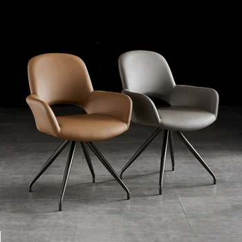 Скандинавские стулья для патио, современный кожаный салон для кухни, эргономичные удобные обеденные стулья для гостиной, дизайнерская мебель для библиотеки Cadeira 13