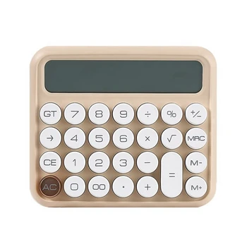 12-значный настольный калькулятор с механическим переключателем, финансовый калькулятор с большой кнопкой, бежевый 2