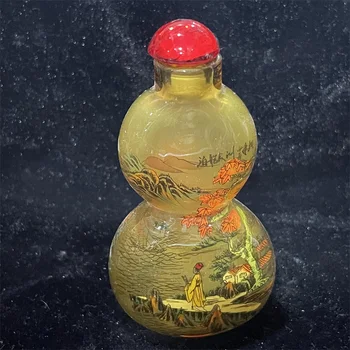 Бутылка для нюхательного табака с росписью по старому стеклу антиквариат разное игра со старыми вещами принадлежности для нюхательного табака mini. 9