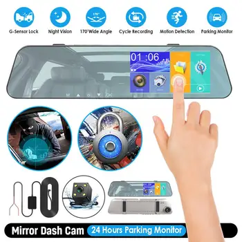 5-дюймовое Зеркало Заднего Вида Автомобильный Видеорегистратор Dash Cam 1080p 2.5 d Сенсорный Экран Ночного Видения Спереди И Сзади Hd Видеорегистратор Для Вождения С Двойным Объективом 10