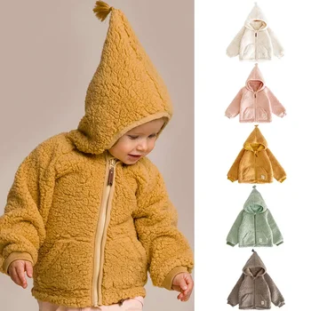 Детская одежда Куртки для новорожденных, детские кардиганы, зимние флисовые пальто, теплые детские костюмы с капюшоном для мальчиков и девочек, модные повседневные наряды 18