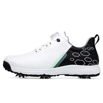Профессиональная мужская обувь для гольфа с противоскользящими шипами, мужская обувь для гольфа, кожаная спортивная обувь, мужские кроссовки для гольфа с быстрой шнуровкой, женские кроссовки для гольфа. 1