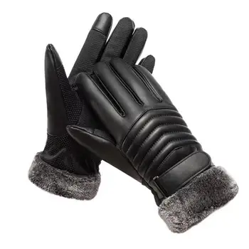 Противоскользящие мотоциклетные перчатки, зимние мотоциклетные перчатки, нескользящий водонепроницаемый сенсорный экран с утолщенной плюшевой подкладкой, идеально подходит для мужчин 24