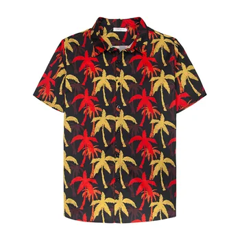 Рубашки с кленовым листом для мужчин, одежда с 3D принтом, Гавайская пляжная рубашка, Шорты, топы с рукавами Y2k, Повседневная винтажная одежда, блузка с лацканами 18