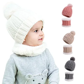 Детская шапка-шарф, костюм, Новая осенне-зимняя вязаная детская шапка-шарф, хлопковые шапки для девочек и мальчиков 5