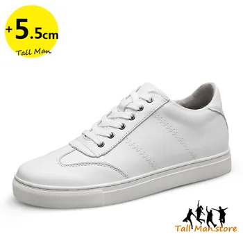 Мужские подъемные белые кроссовки Мужские кожаные ботинки с лифтом, увеличивающие рост Стельки на 6 см