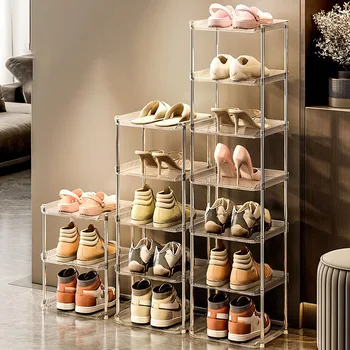 Легкая роскошная подставка для обуви, многослойный штабелируемый органайзер для обуви, шкаф для обуви в гостиной, Компактная многофункциональная полка для хранения 10