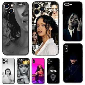 Чехол для телефона R-Rihanna Beauty Star для iPhone 11 12 Mini 13 14 Pro XS Max X8 7 Plus SE XR Shell, черный чехол для телефона
