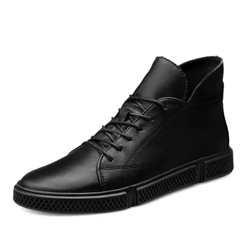 Распродажа мужских уличных кроссовок из натуральной кожи, мужские ботильоны на шнуровке, мужские зимние плюшевые зимние ботинки, Новая удобная мужская обувь 10