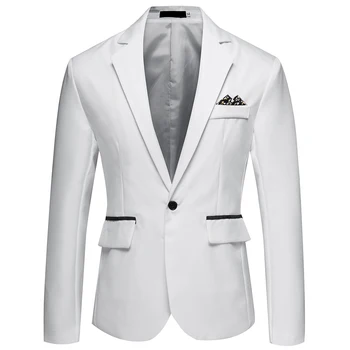 Пальто, мужские костюмы, мягкие однотонные весенние топы, блейзер для свадебной вечеринки, Дышащий Деловой костюм с длинным рукавом, Удобный мужской пиджак 20