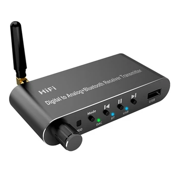 Bluetooth 5.1 Приемник Передатчик Аудио Конвертер U-Disk Play Coxial/ Оптический В 3,5 ММ AUX R/ L DAC Конвертер Для ТВ MP3 Черный 4