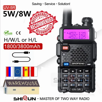 UV-5R Baofeng 8 Вт 5 Вт Портативная рация Тип батареи C USB 3800 мАч UHF VHF Двухдиапазонная Военная 10 КМ Ветчина Двухстороннее радио FM UV-82 UV-16 25