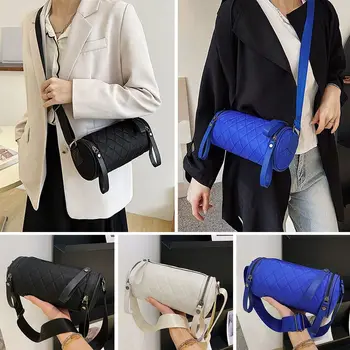 Модная Ромбовидная Решетчатая цилиндрическая сумка через плечо, сумка-подушка, сумка-мессенджер, сумка через плечо 9