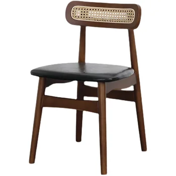 Обеденный стул из массива дерева в скандинавском стиле Со спинкой из ротанга, стулья для гостиной, Мебель для балкона, ресторан, современное кресло для переговоров для отдыха