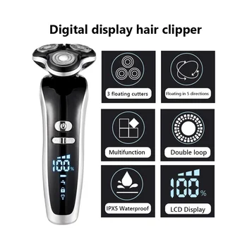 Мужская электробритва 4D Электрический триммер для бороды USB Перезаряжаемая профессиональная машинка для стрижки волос Машинка для стрижки волос для бритья взрослых мужчин 14