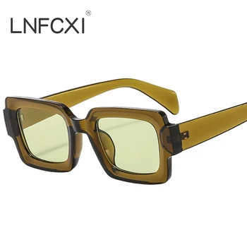 LNFCXI Модные квадратные женские солнцезащитные очки градиентных оттенков UV400, мужские прозрачные линзы в оправе 20