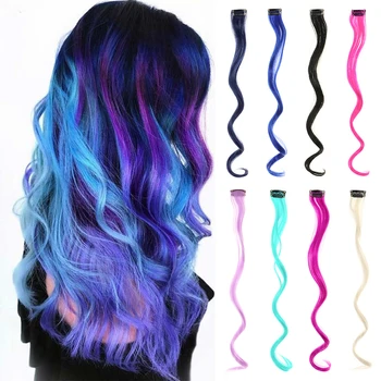 Радужные аксессуары для волос, зажим для наращивания синтетических волос, Шиньон, 22-дюймовая объемная волна, Кудрявая заколка на волнистой заколке для девочек