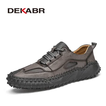 Повседневная мужская обувь DEKABR, высококачественная дышащая сетка с кожей, винтажная обувь, модная Классическая обувь для отдыха на шнуровке для мужчин 8