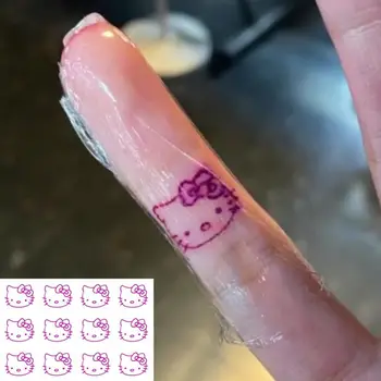 Sanrio Hello Kitty Милые наклейки с татуировками на пальцах аниме Фигурка Y2K Girls Ins Нашивка на палец Мультфильм Водонепроницаемая Прочная Наклейка Игрушка 5