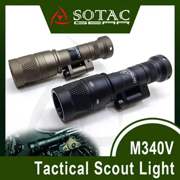 SOTAC Tactical M340V Mini version Lighting СВЕТОДИОДНЫЙ Белый Скаутский Фонарик с Дистанционным Переключателем Давления для Охоты на Планке Пикатинни 25