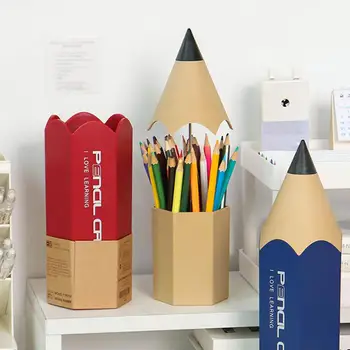 Симпатичный держатель для карандашей, вместительный держатель для ручек в форме карандаша с пылезащитной крышкой, идеальный органайзер для классных комнат студентов, рабочих столов, настольных компьютеров 1