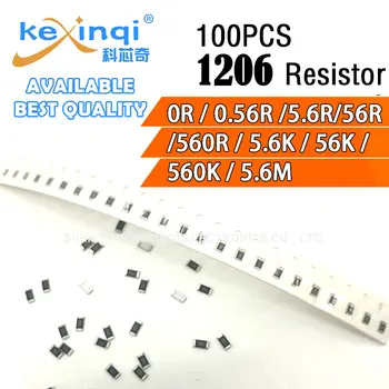 100 шт./лот SMD 1206 Резистор 0,25 Вт 1/4 Вт сопротивление 0R Ом 0,56R 5 6R 56R 560R 5,6K 56K 560K 5,6M 2