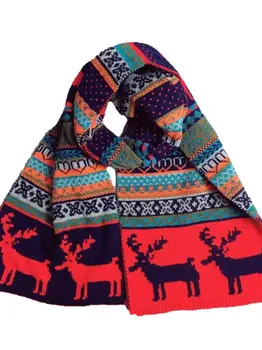 Зимний Корейский Рождественский двухсторонний утолщенный теплый женский шарф с оленем, пара вязаных шерстяных мужских шарфов 22