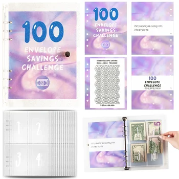 100 конвертов в переплете Простой и увлекательный способ сэкономить 5050 долларов США Бюджетный переплет с конвертами для наличных 21