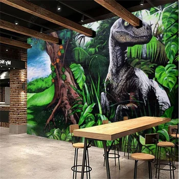 Milofi изготовленное на заказ 3D-граффити с ручной росписью primitive forest Tyrannosaurus Rex club KTV backgro 11