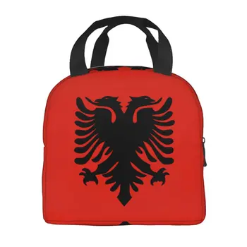 Сумка для ланча с флагом Албании Многоразового использования Портативная Термостойкая Водонепроницаемая Герметичная Многофункциональная Изолированная Сумка для еды Bento Bag