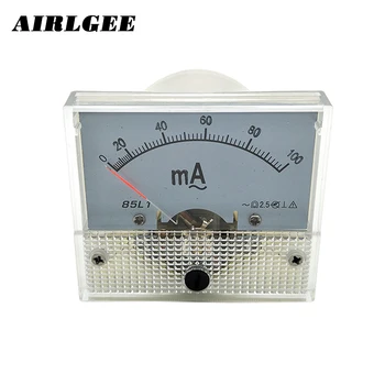 Прямоугольный аналоговый панельный амперметр 85L1-A переменного тока 0-100 мА 24