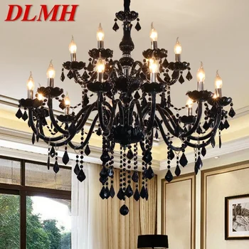 Подвесной светильник DLMH из хрусталя в европейском стиле, лампа с черной свечой, Роскошная Люстра для гостиной, ресторана, спальни, виллы 1
