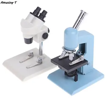 Микроскоп для кукольного домика Микроминиатюрный Микроскоп Оборудование Модель Лабораторной сцены Декор Аксессуары для игрушек Украшение 2