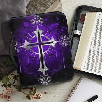 Женская сумка с христианским крестом из натуральной кожи, сумка для Библии, Учебная книга, ящики для хранения священных книг, практичный футляр для Библии с карманом 16