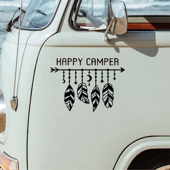 Наклейки на автофургон Happy Camper, наклейки на Дом на колесах, Наклейки на двери, Окна, Бамперы, Виниловые аксессуары 15